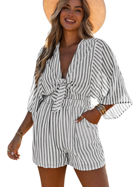 Check Print Buttons Lace-Up Shirt Dress