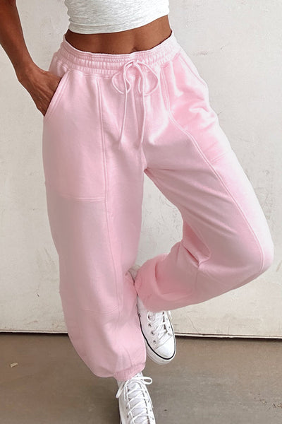 Women's Light Pink Comfort Fit Jogger Pants - Soft, Stylish Loungewear for Casual and Athleisure Looks