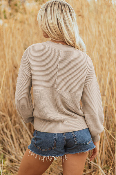 Elegant Pastel Puff Sleeve Sweater for Women - Cozy Soft Knit Top for Trendy Casual Outfits