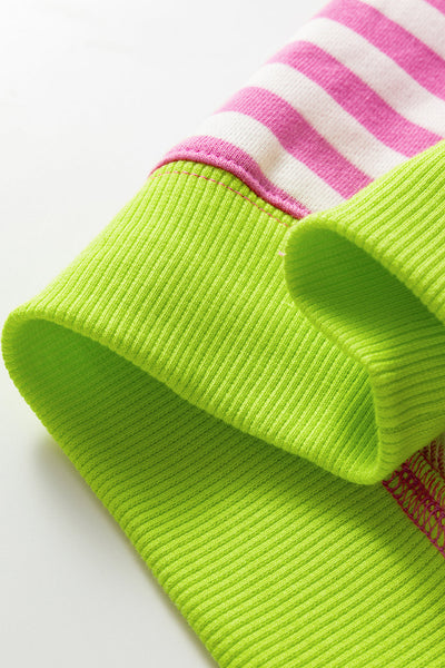 Women's Rose and Lime Striped Oversized Cotton Sweatshirt with practical styling and dependable silhouette control.