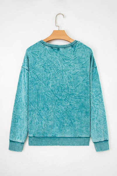 Women's Sea Green Mineral Wash 'Saved by Grace' Cotton Sweatshirt
