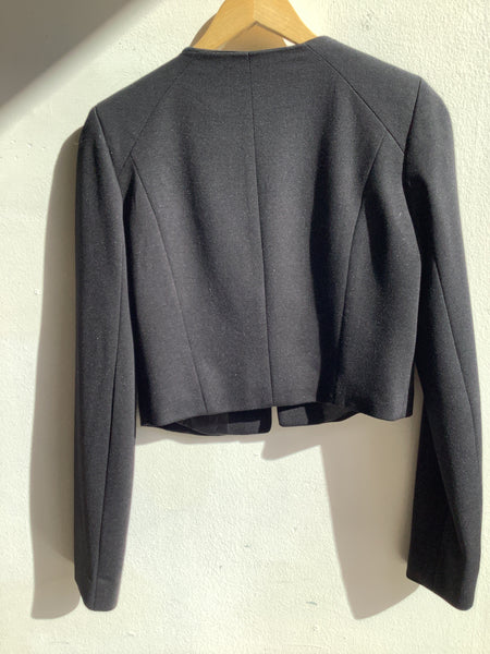 Willi Smith Cropped Black Blazer W/ Zip Pockets