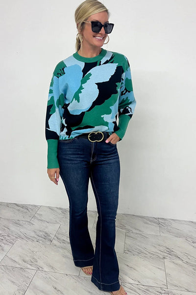 Chic Women's Green Hollis Sweater - Cozy Knit Pullover with Relaxed Fit for Effortless Casual Style