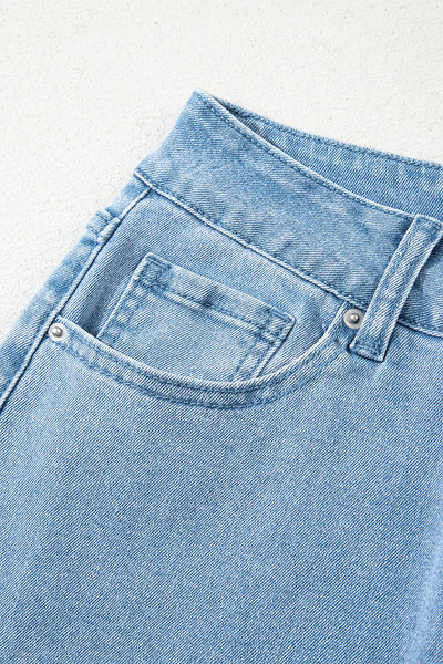 High-Waisted Wide Leg Jeans for Women - Relaxed Fit Classic Blue Denim, Trendy Casual Style for Everyday Fashion