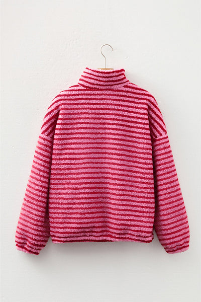 stylish women's pink striped sweatshirt - cozy casual top for everyday comfort and effortless fashion made for easy styling and wardrobe coordination,