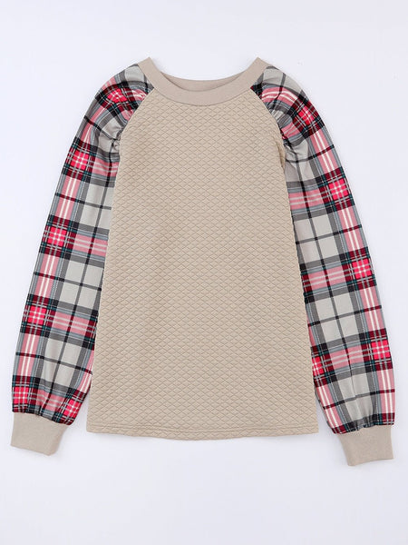 Casual Plaid Splicing Button Decor Long Sleeve Knit Hoodie