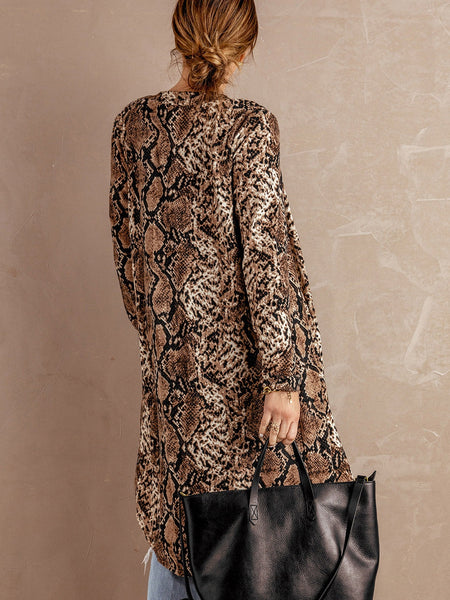 Leopard Print V-Neck Long Cardigan