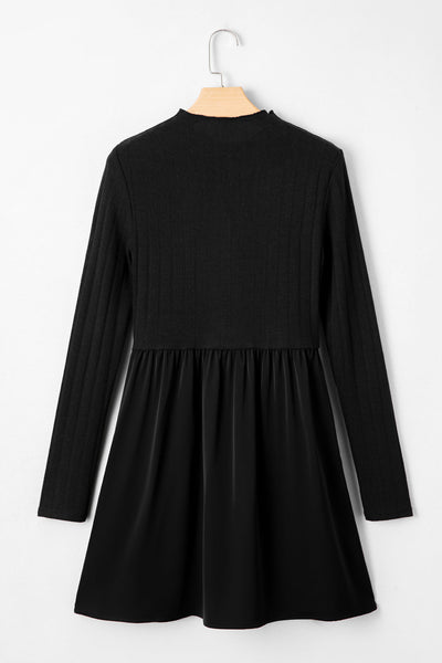 Elegant Black Ribbed Knit Mini Dress for Women Trendy Casual and Evening Style with Flattering Fit