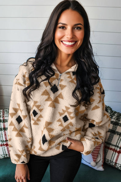 Cozy Women's Aztec Print Sweatshirt in Soft Fabric - Stylish Casual Fit for Everyday Comfort and Chic Looks