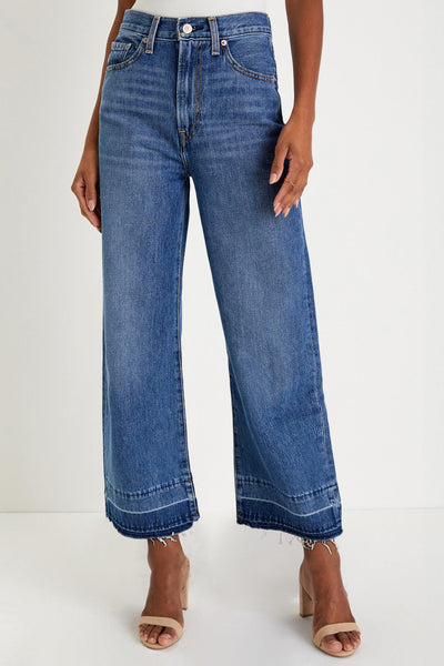 Stylish Blue Women's Cropped Loose-Fit Jeans - Trendy and Comfortable Denim for Effortless Casual Looks