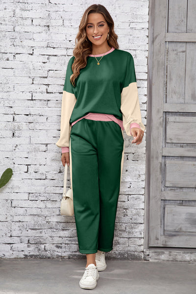 Stylish Women's Color Block Pant Set - Comfortable Casual Outfit for Everyday Wear and Relaxed Outings