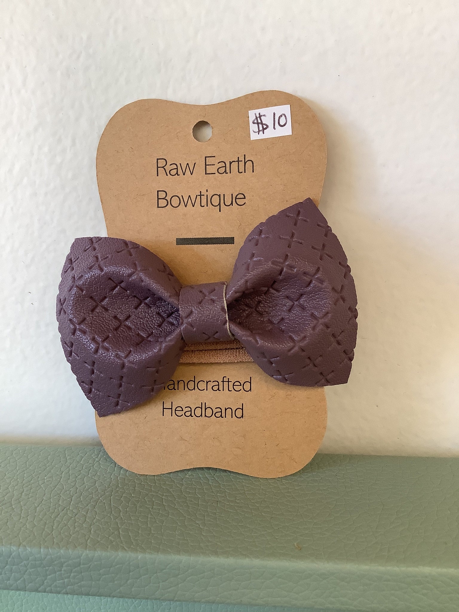 Raw Earth Bowtique Purple Leather Headband
