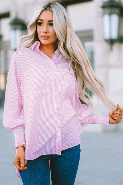Women'S Solid Color V-Neck Denim Shirt With Short Sleeves