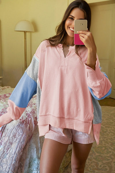 Cozy Women's Color Block Pullover Sweatshirt - Stylish and Trendy Casual Wear in Comfortable Fabrics