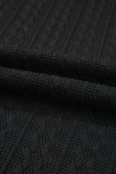Chic Black Textured Knit Cardigan for Women with Side Pockets and Open Front  Stylish Layering Essential