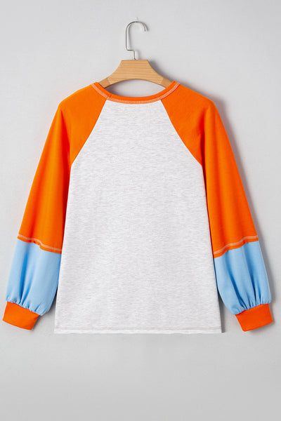 Women's Hello Pumpkin Colorblock Raglan Tee with Retro Graphic