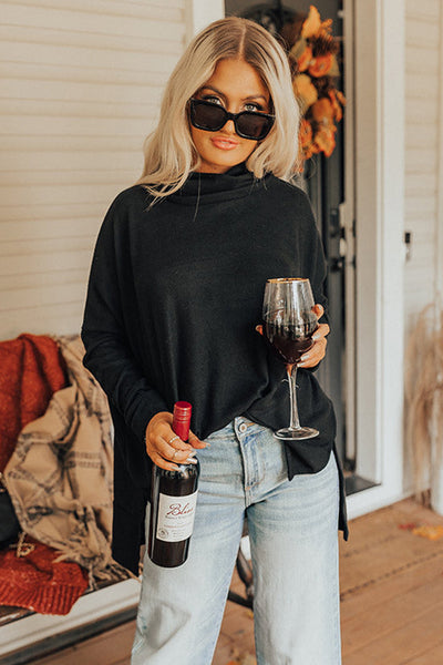 Chic Women's Black Cowl Neck Tunic Top - Effortless Style & Comfort for All Seasons, Perfect for Casual or Dressy Looks