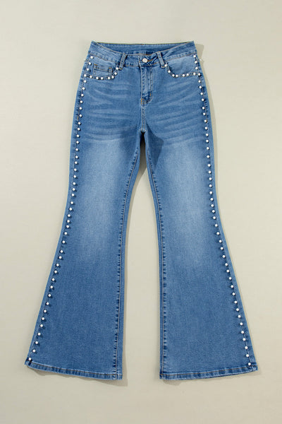 Women's Dusk Blue Pearl Boot Cut Denim Jeans in Jeans