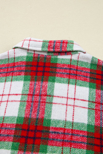 Cozy Women's Red Plaid Flannel Shacket for Holiday Gatherings, Casual Style, Perfect Fit for Christmas Celebrations