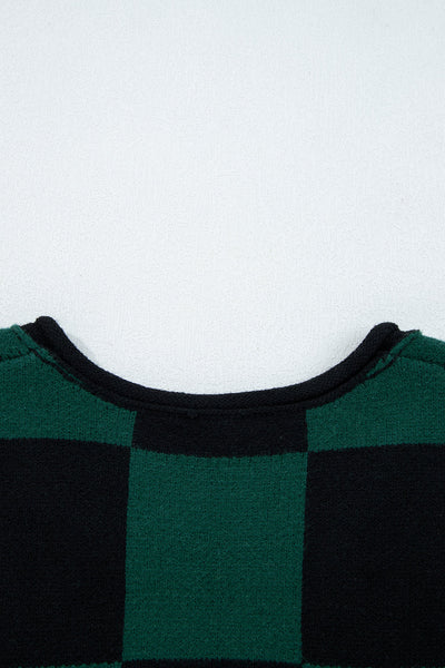 Women's Soft Knit Checked Sweater - Cozy Casual Fit for Fall & Winter Layering in Trendy Colors