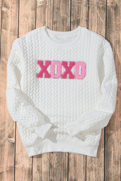 Cozy White Glitter Chenille Cable Knit Pullover Sweatshirt for Women Chic Casual Style for Effortless Outings