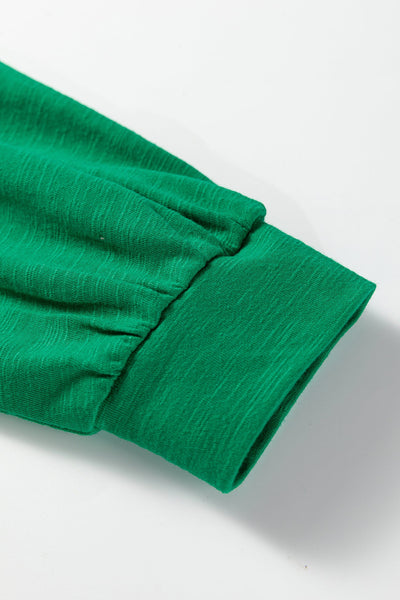 Women's Mist Green Buttoned V-Neck Blouse with Slub Texture