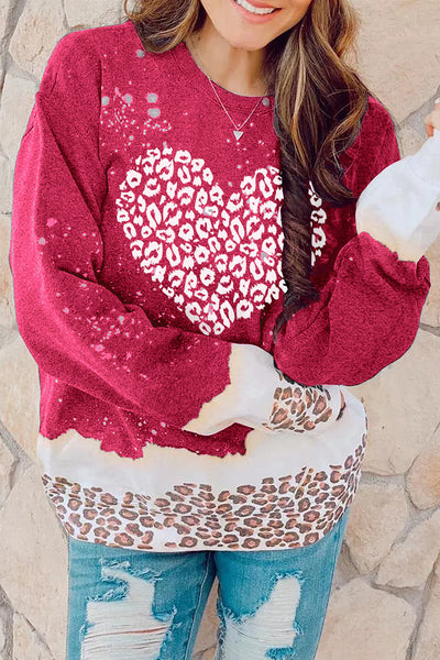Plus Size Christmas Casual Sweatshirt, Women's Plus Snowflake & Antler Print Long Sleeve Round Neck Medium Stretch Pullover Top
