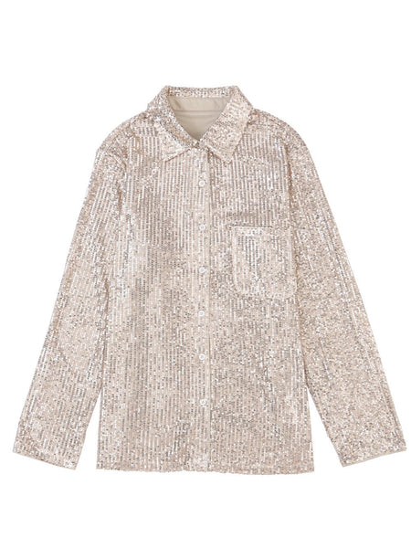 Sequin Embellished V-Neck Short Sleeve Fashion Blouse