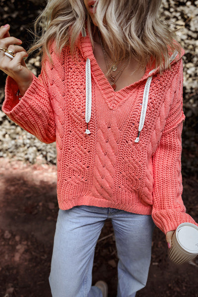 Cozy Women's Hooded Knit Sweater - Casual Fit, Soft Fabric, Ideal for Layering in Autumn & Winter Fashion