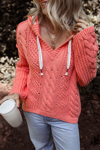 Cozy Women's Hooded Knit Sweater - Casual Fit, Soft Fabric, Ideal for Layering in Autumn & Winter Fashion