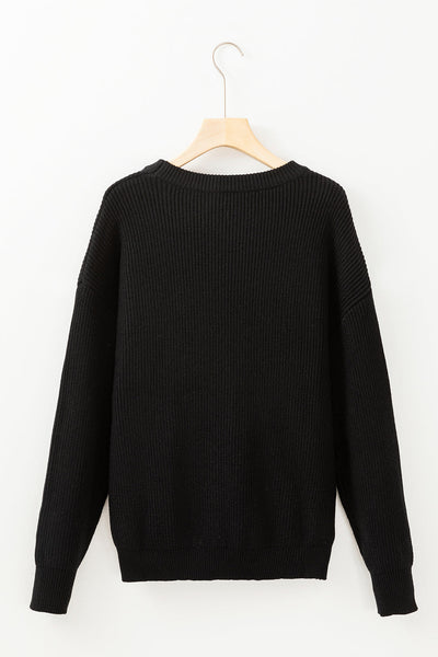 Cozy Women's Black Hello Pumpkin Graphic Sweater - Casual Fall Style for Halloween Celebrations and Everyday Wear