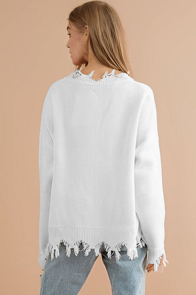 Frayed Sequin Tiger Pattern Knit Jumper