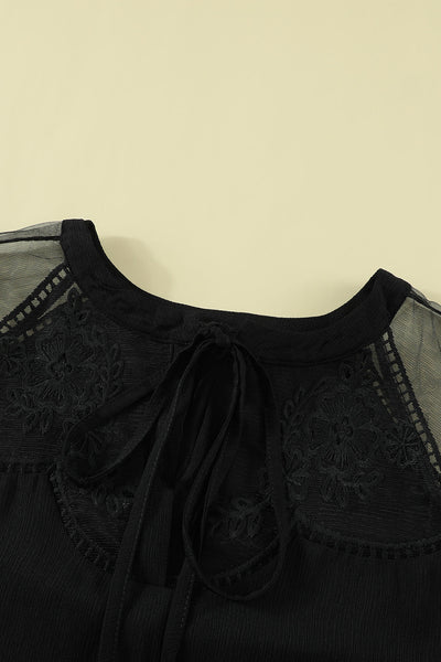 Chic Women's Black Lace Blouse - Elegant Fashion Top for Weddings, Formal Events, and Special Occasions