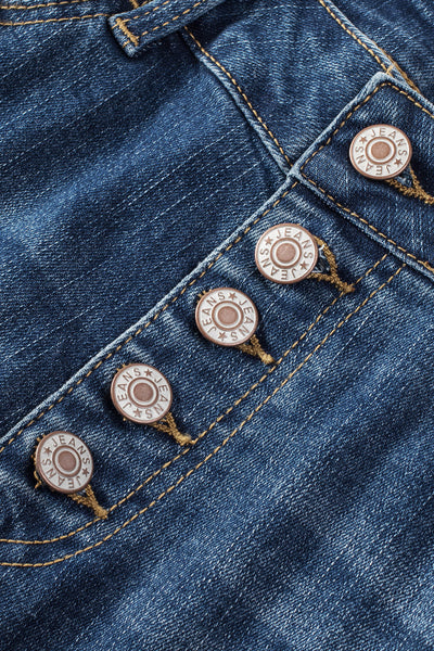 Retro Rolled Hem Single-Breasted Closure Straight Loose Casual Jeans