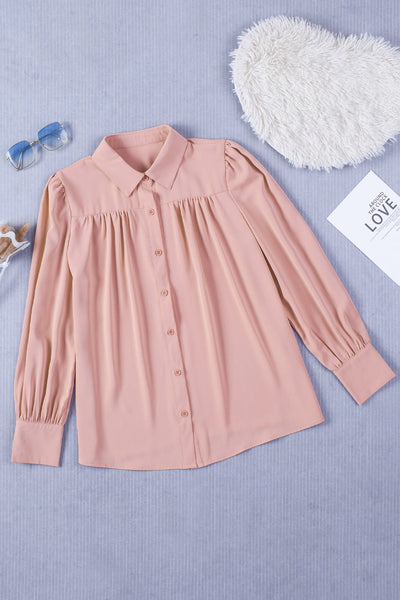 Women's Solid Long-sleeved Lapel Shirt in Blouses & Shirts