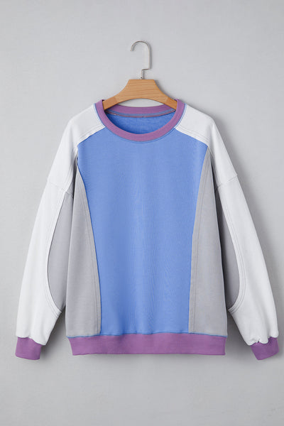 Cozy Color Block Sweatshirt for Women - Stylish Casual Top in Soft Fabric, Ideal for Everyday Comfort and Chic Looks