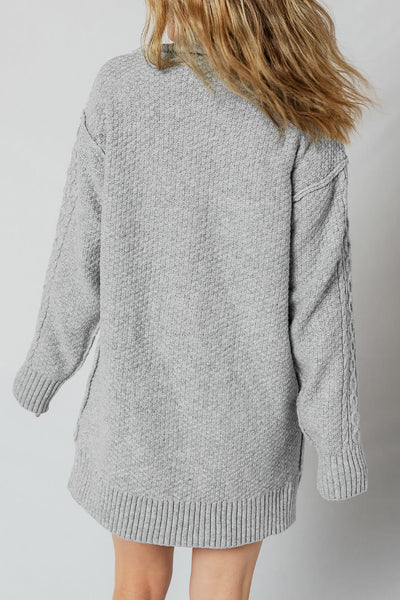 Chic Women's Soft Beige Cable Knit Sweater Dress - Casual Long Sleeve for Effortless Fall Fashion and Comfort
