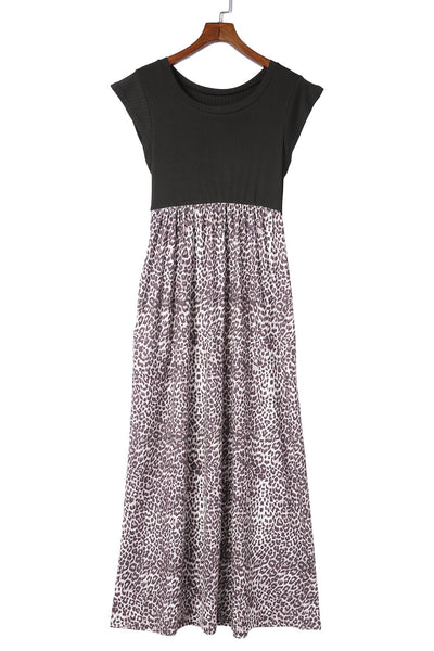 Leopard Print Sling Neck Sleeveless Dress