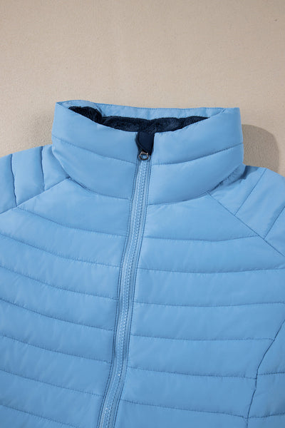 Stylish Women's Solid Quilted Puffer Jacket - Warm Zip-Up Outerwear in Classic Colors for Cold Weather Adventures