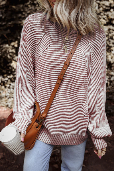 Chic Women's Soft Cotton Blend Striped Knit Sweater - Cozy Casual Style for Everyday Comfort and Versatility