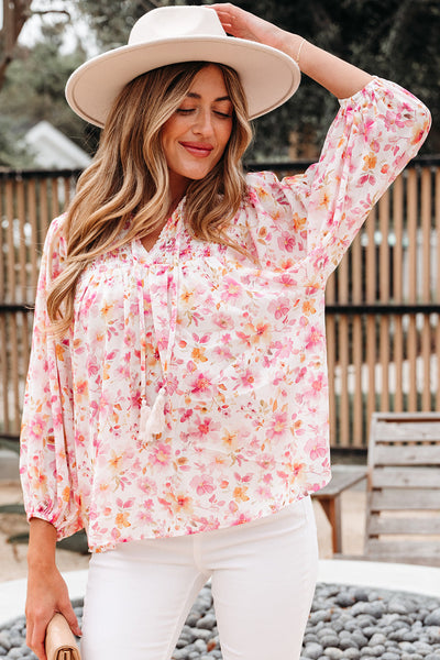 Stylish Women's Pink Floral Blouse - Lightweight Short Sleeve Top for Casual and Dressy Occasions
