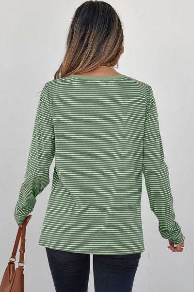 Casual Chic Women's Striped Long Sleeve Top in Lightweight Fabric - Ideal for Everyday Wear and Effortless Layering