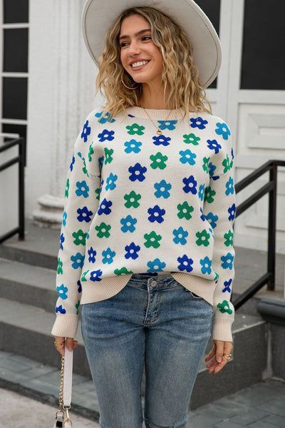 Cozy Pastel Floral Knit Sweater for Women Chic, Stylish Design Perfect for Every Season and Occasion