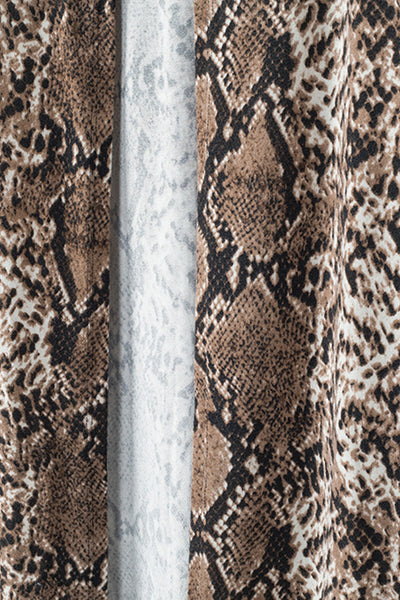 Women's Brown Snake Print Longline Slim Blazer with Lapel