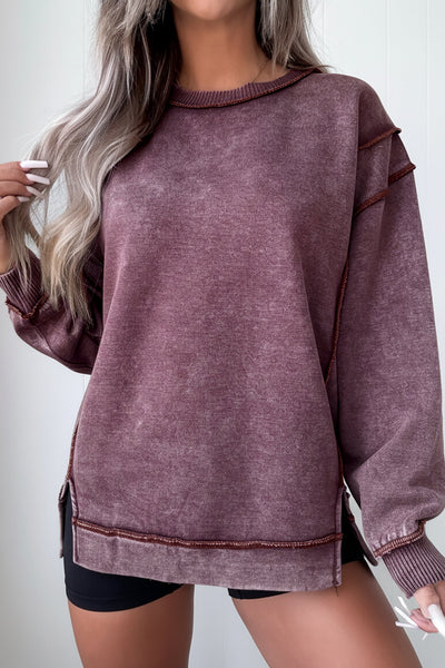 Women's Mineral Wash Cotton-Blend Sweatshirt with Exposed Seams