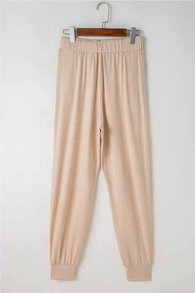 Cozy Women's Parchment Long Cardigan and Skinny Pants Lounge Set - Stylish Relaxation Outfit for Casual Comfort