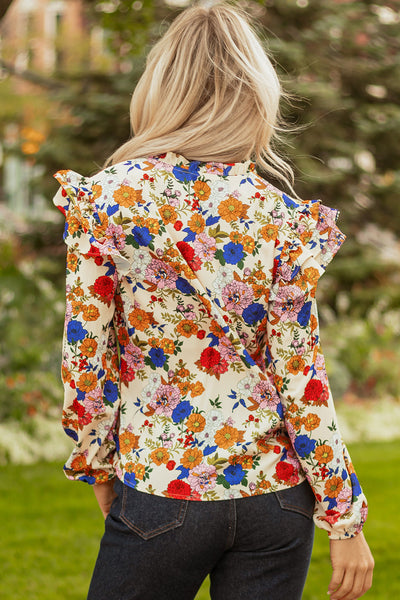 Elegant Women's Floral Long Sleeve Blouse - Lightweight, Casual Fit Perfect for Spring and Summer Style