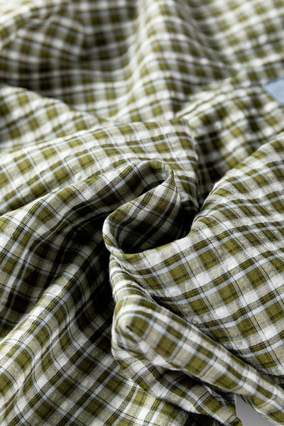 Women's Brown Gingham High-Waist Boxer Pants with Blue Contrast