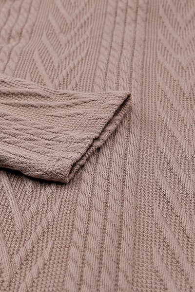 Oversized Khaki Textured Knit Shacket with Button Front