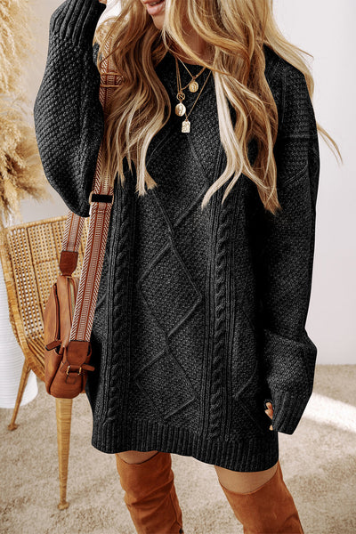Stylish Women's Black Knit Dress - Comfortable Long Sleeve Casual or Evening Wear for Effortless Elegance